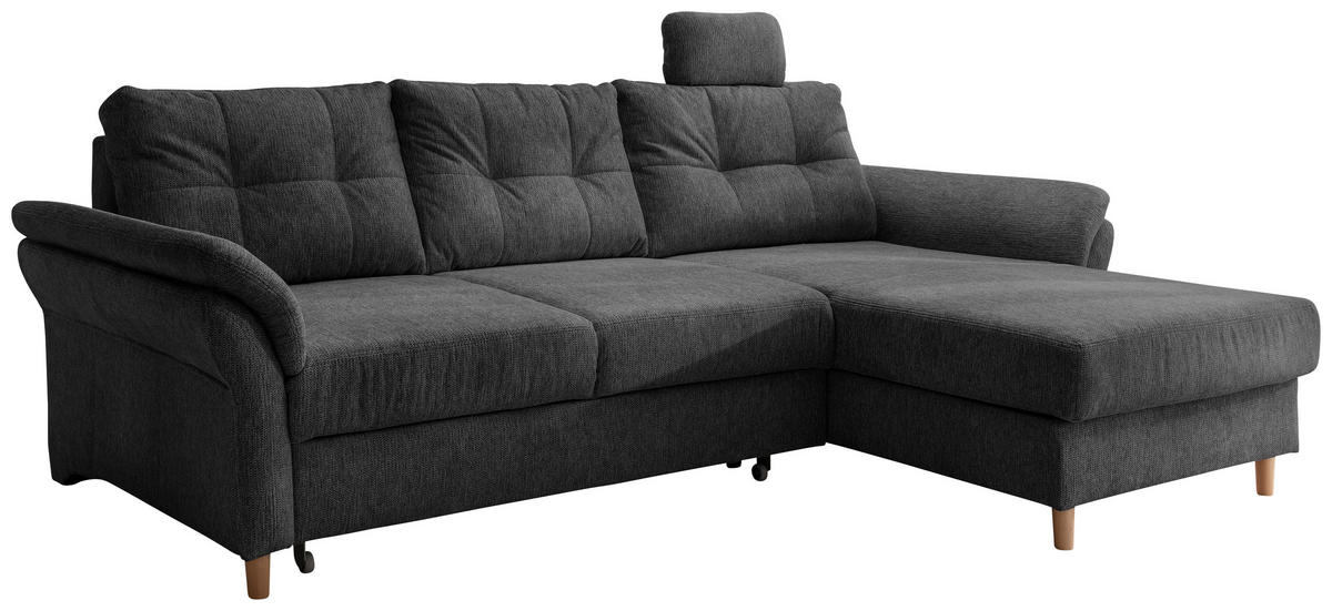 ECKSOFA in Chenille Anthrazit  - Anthrazit/Naturfarben, Modern, Holz/Textil (250/176cm) - Livetastic