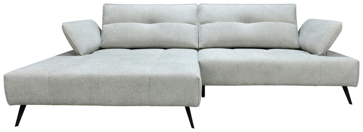 ECKSOFA Ottomane links  Greige Chenille  - Greige/Schwarz, Design, Textil/Metall (188/284cm) - Stylife