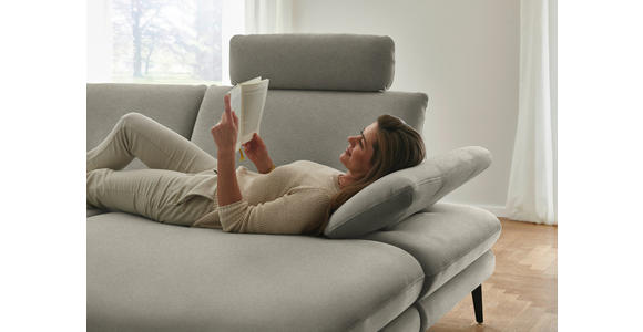 WOHNLANDSCHAFT  in Chenille, Flachgewebe Greige  - Greige/Schwarz, Design, Textil/Metall (208/344/180cm) - Dieter Knoll