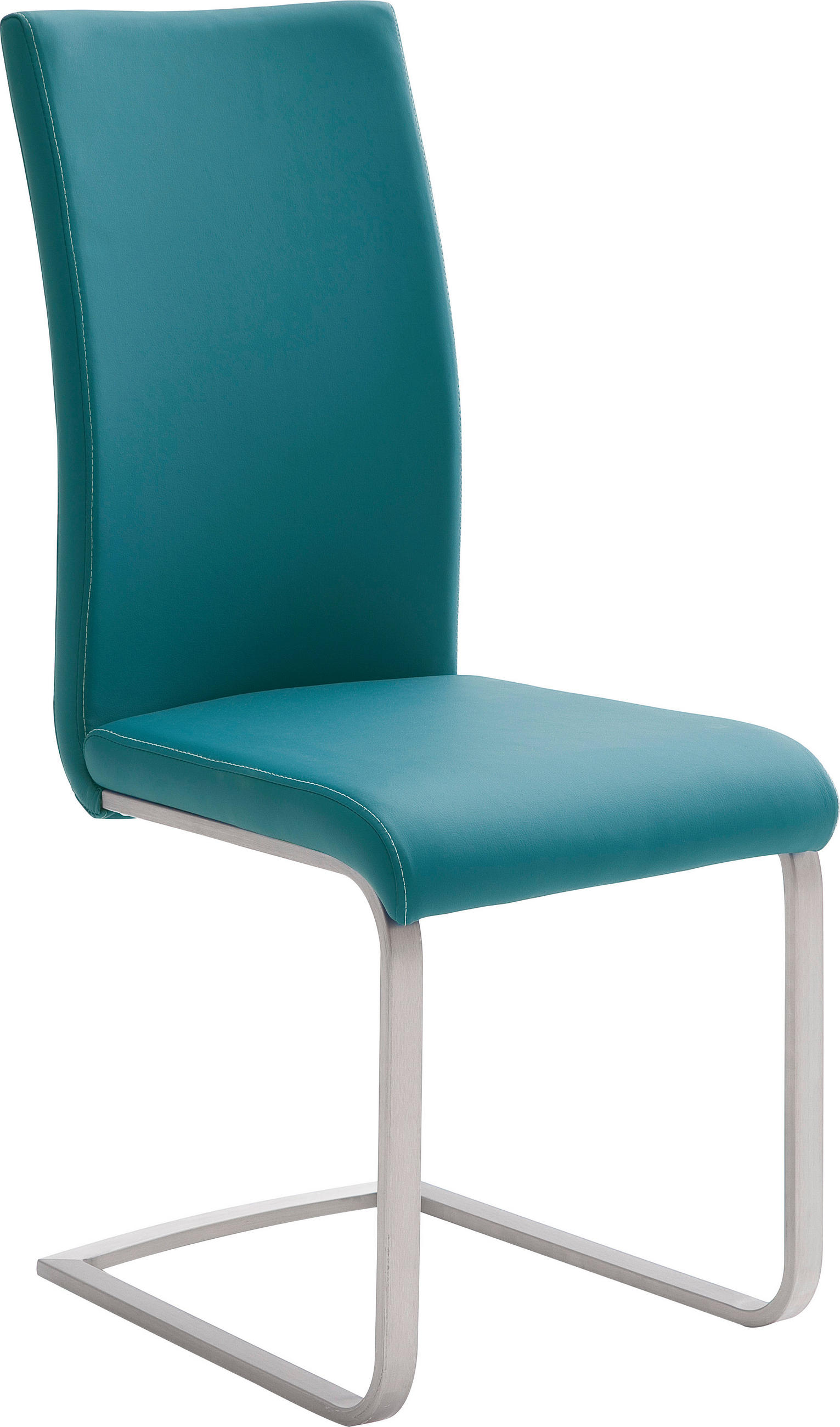 SCHWINGSTUHL  in Edelstahl Lederlook  - Edelstahlfarben/Petrol, Design, Textil/Metall (42/102/58cm) - Novel