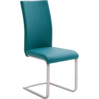 SCHWINGSTUHL  in Edelstahl Lederlook  - Edelstahlfarben/Petrol, Design, Textil/Metall (42/102/58cm) - Novel