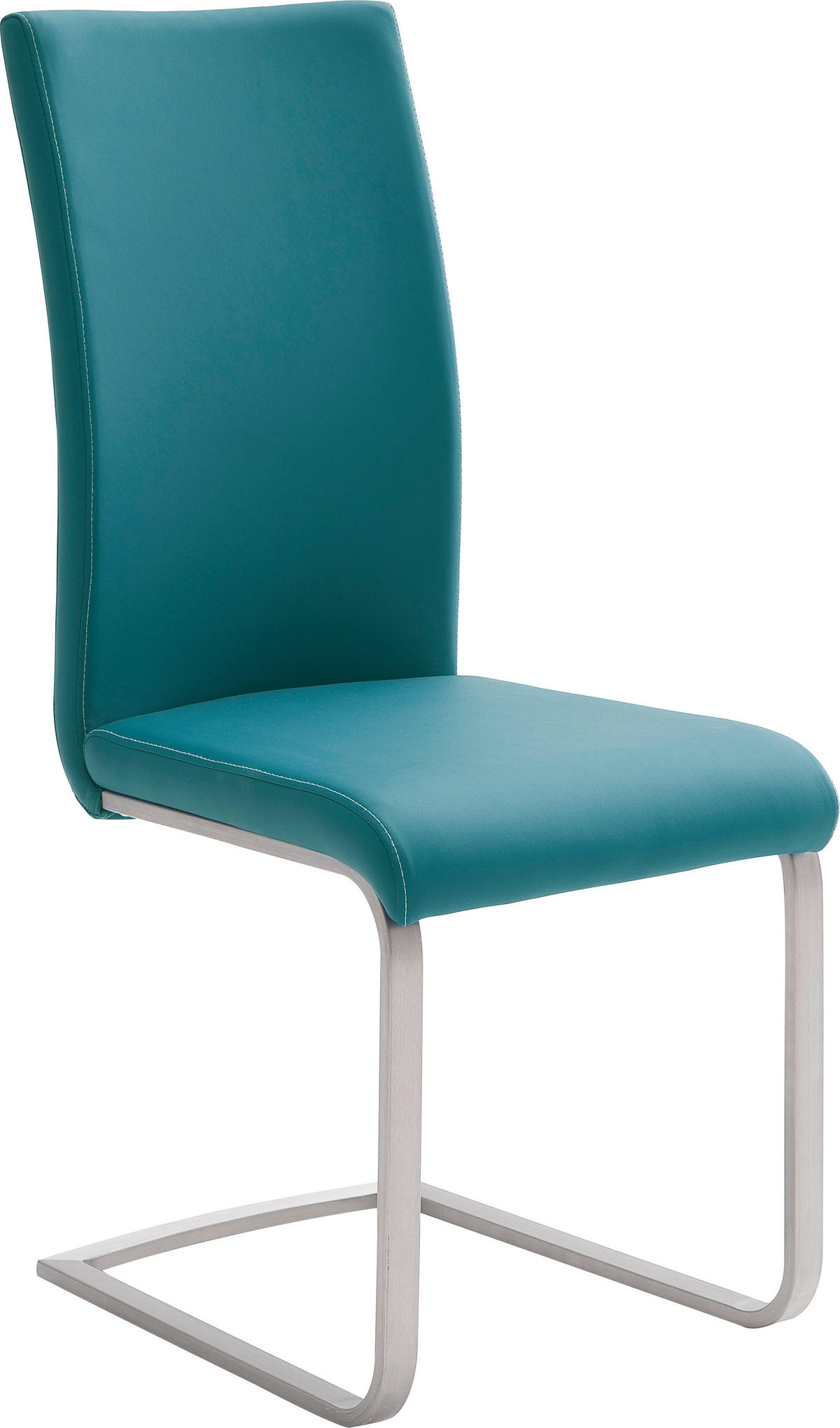 SCHWINGSTUHL  in Edelstahl Lederlook  - Edelstahlfarben/Petrol, Design, Textil/Metall (42/102/58cm) - Novel