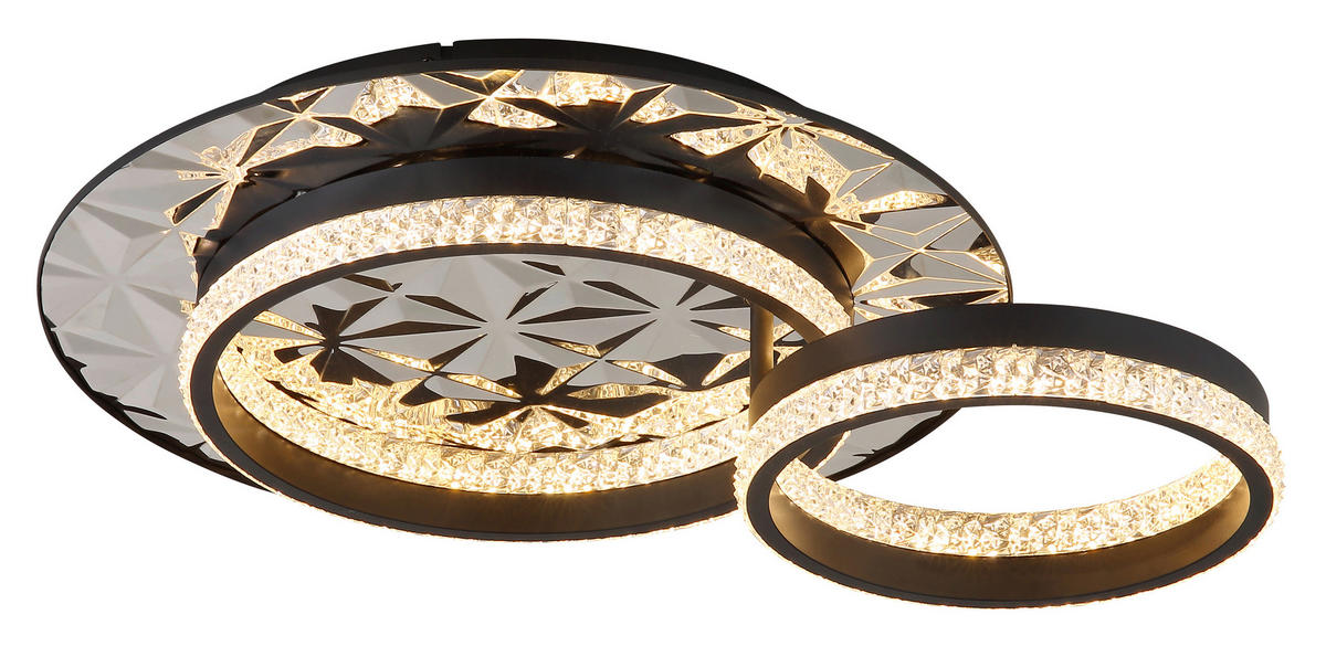 LED-DECKENLEUCHTE DELLA II 50,5/40/14 cm   - Klar/Chromfarben, Design, Kunststoff/Metall (50,5/40/14cm) - Globo