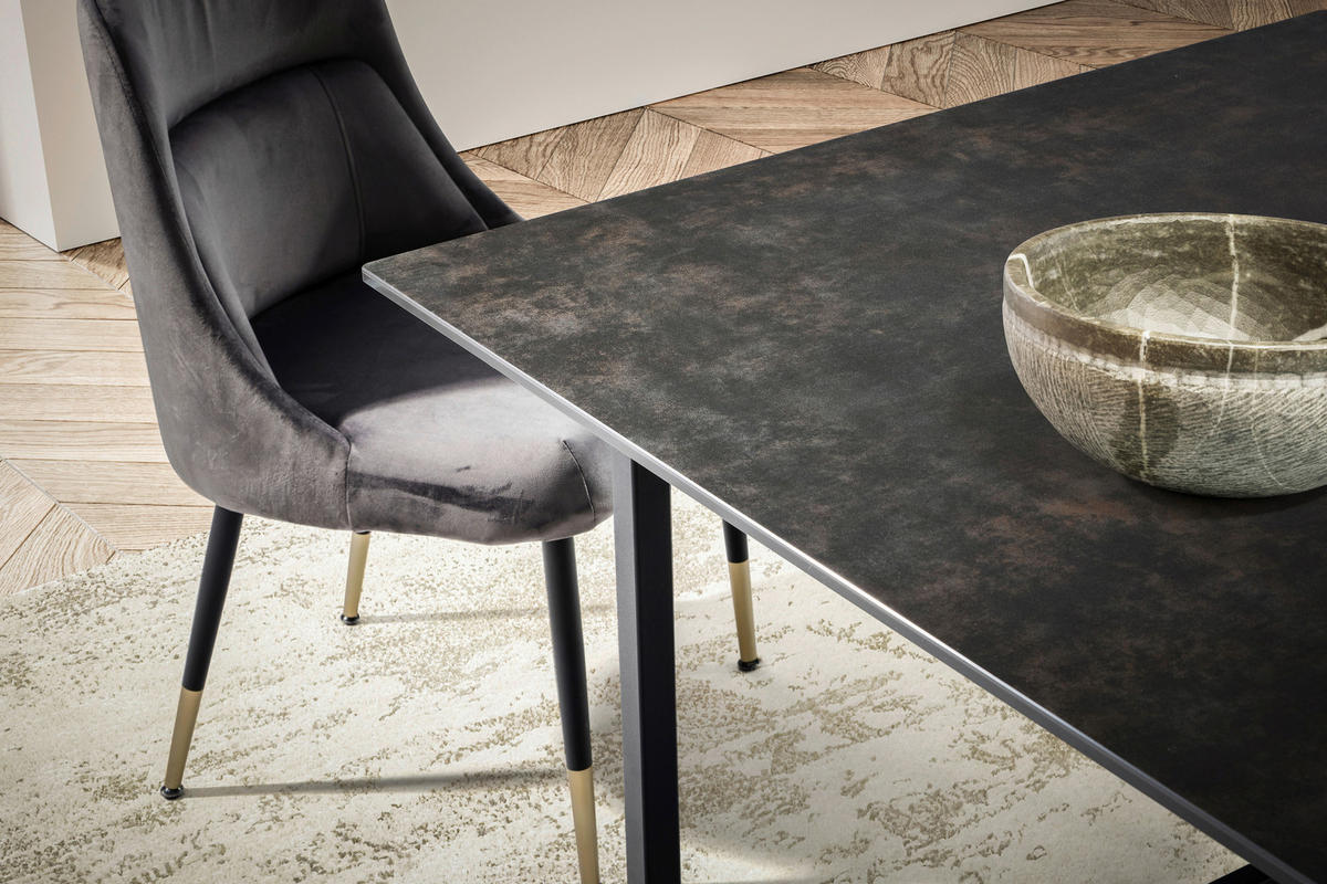 ESSTISCH in Keramik 180/90/76 cm  - Schwarz, Design, Keramik/Metall (180/90/76cm) - MID.YOU
