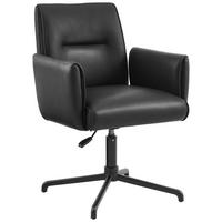 STOL MED ARMSTÖD aluminium äkta läder pigmenterad  - svart, Modern, metall/läder (61/86-93/66cm) - Novel