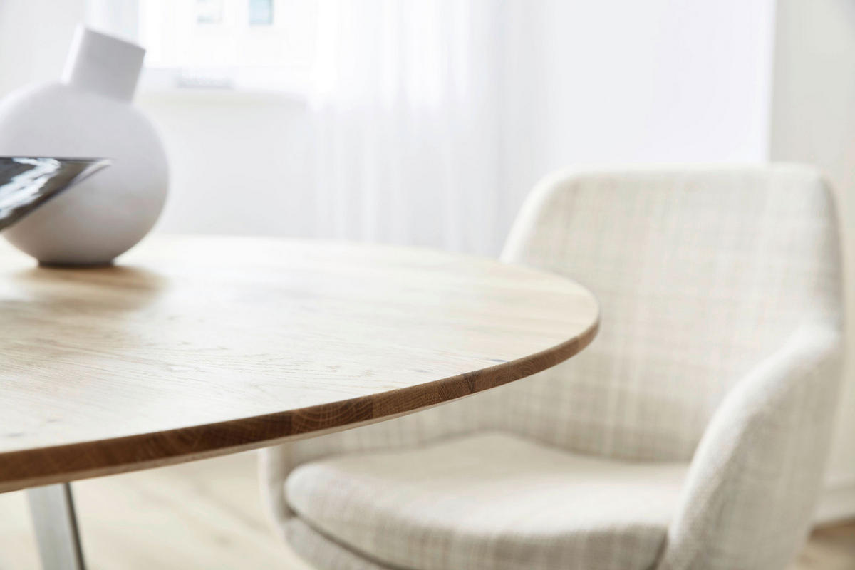 ESSTISCH in Holz 130/130/77 cm  - Edelstahlfarben/Eichefarben, Design, Holz/Metall (130/130/77cm) - Musterring