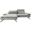 ECKSOFA in Webstoff Hellgrau  - Hellgrau/Schwarz, Design, Textil/Metall (179-202/288cm) - Stylife