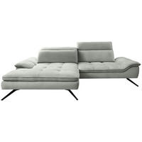ECKSOFA in Webstoff Hellgrau  - Hellgrau/Schwarz, Design, Textil/Metall (179-202/288cm) - Stylife