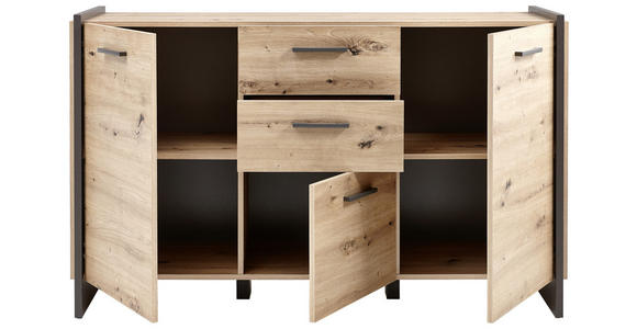 SIDEBOARD  - Eiche Artisan/Grau, Design, Holzwerkstoff/Kunststoff (141,8/86,1cm) - Hom`in