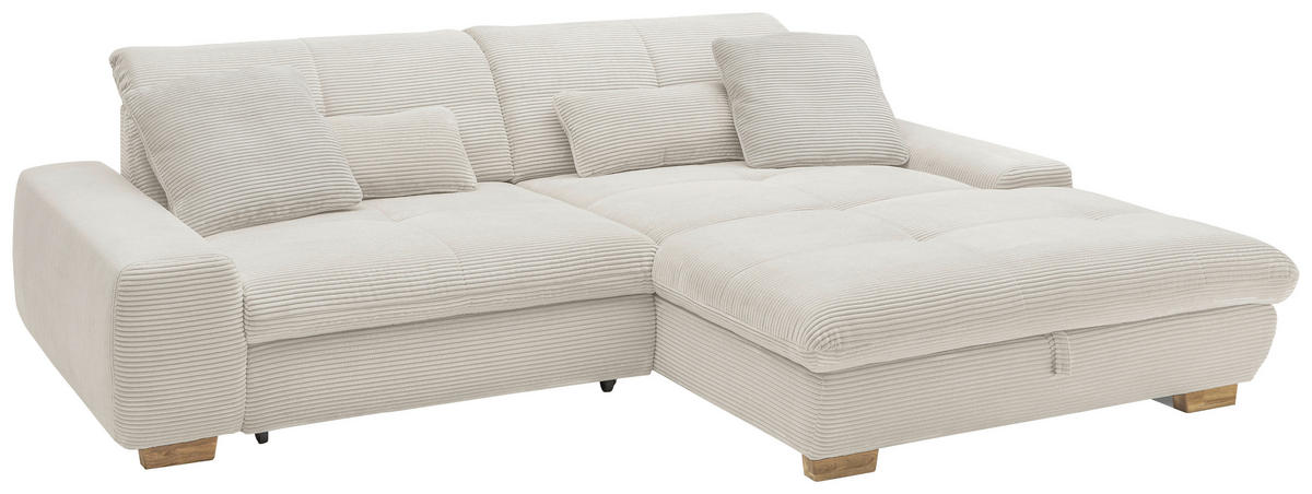 ECKSOFA Creme Cord  - Eichefarben/Creme, Design, Holz/Textil (276/198cm) - SetOne by Musterring