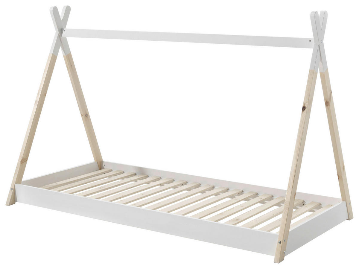 Montessori-Bett Matratze, Rollrost 90/200 cm  in Naturfarben, Weiß  - Weiß/Naturfarben, Natur, Holz/Textil (90/200cm) - MID.YOU