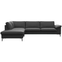 ECKSOFA Schwarz Echtleder  - Schwarz/Alufarben, Design, Leder/Metall (225/279cm) - Livetastic