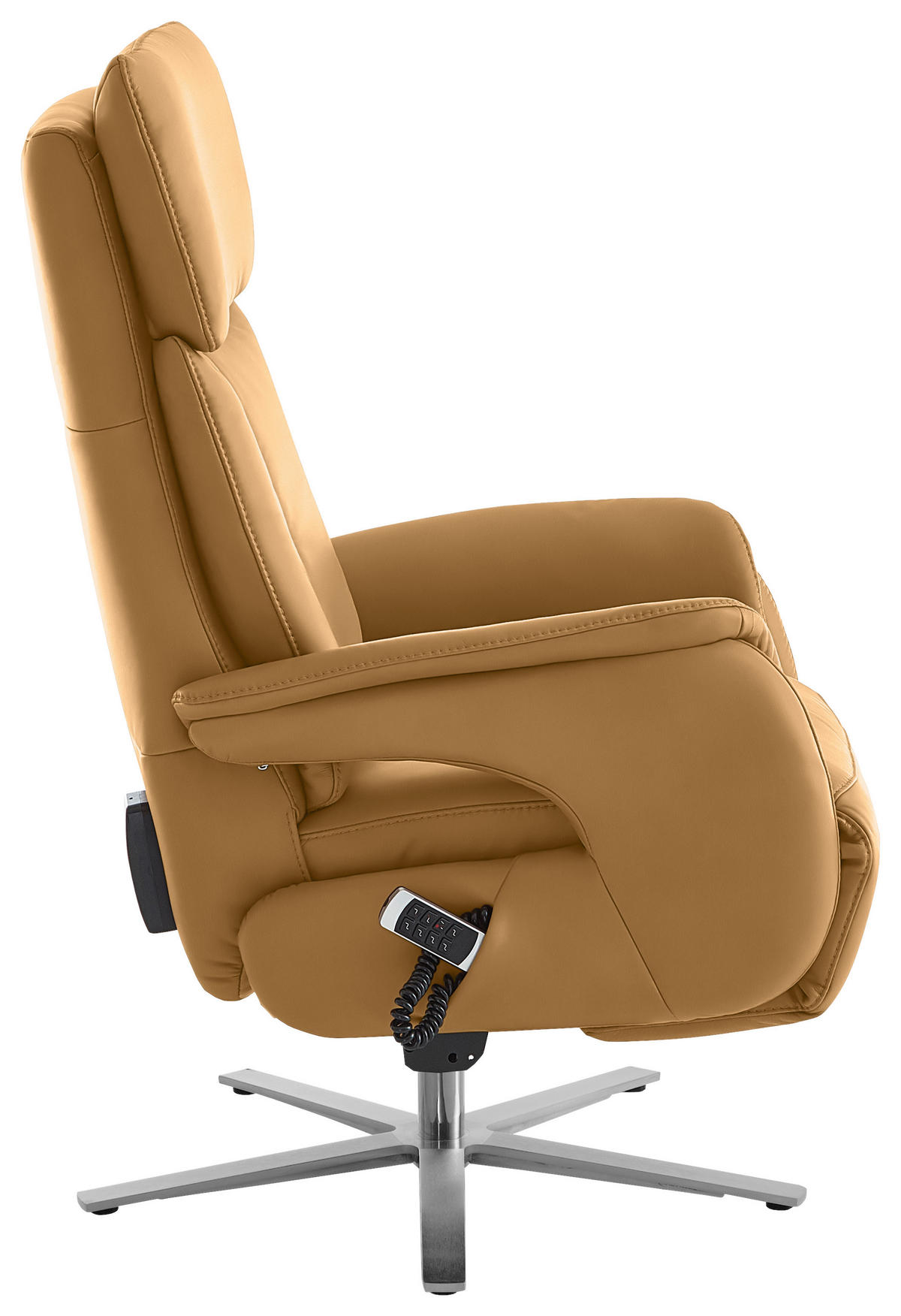 RELAXSESSEL in Leder Currygelb  - Currygelb/Edelstahlfarben, Design, Leder/Metall (70/124/85cm) - Cantus