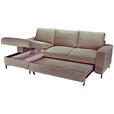 ECKSOFA Taupe Cord  - Taupe/Schwarz, KONVENTIONELL, Textil/Metall (150/240cm) - Carryhome