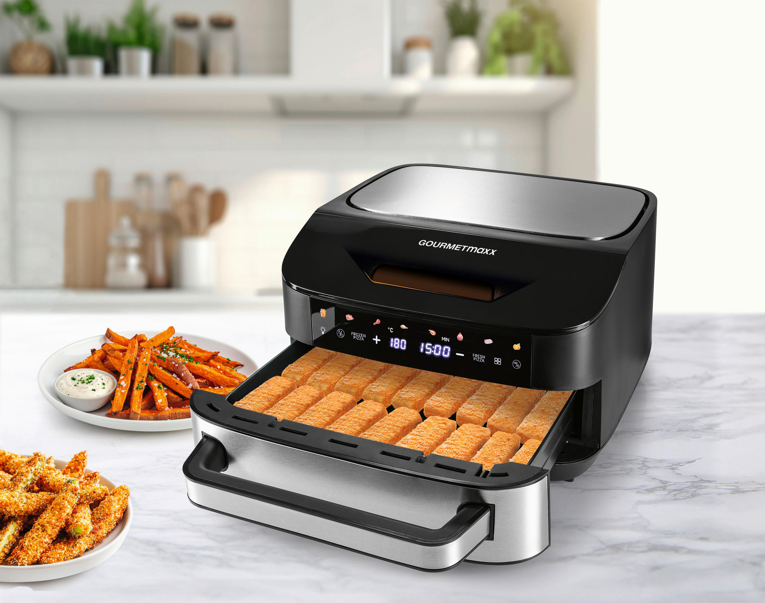 HEIßLUFTFRITTEUSE GOURMETmaxx 7 L  - Silberfarben/Schwarz, Basics, Kunststoff/Metall (32,5/41/24cm) - GOURMETMAXX