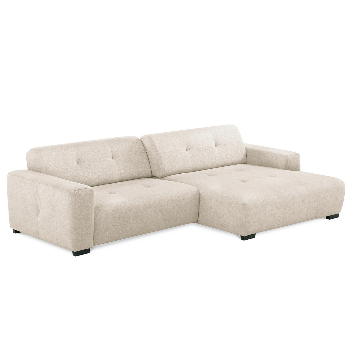 ECKSOFA AUSTIN Beige Flachgewebe Sitztiefenverstellung  - Beige/Schwarz, Design, Kunststoff/Textil (286/169cm) - Livetastic