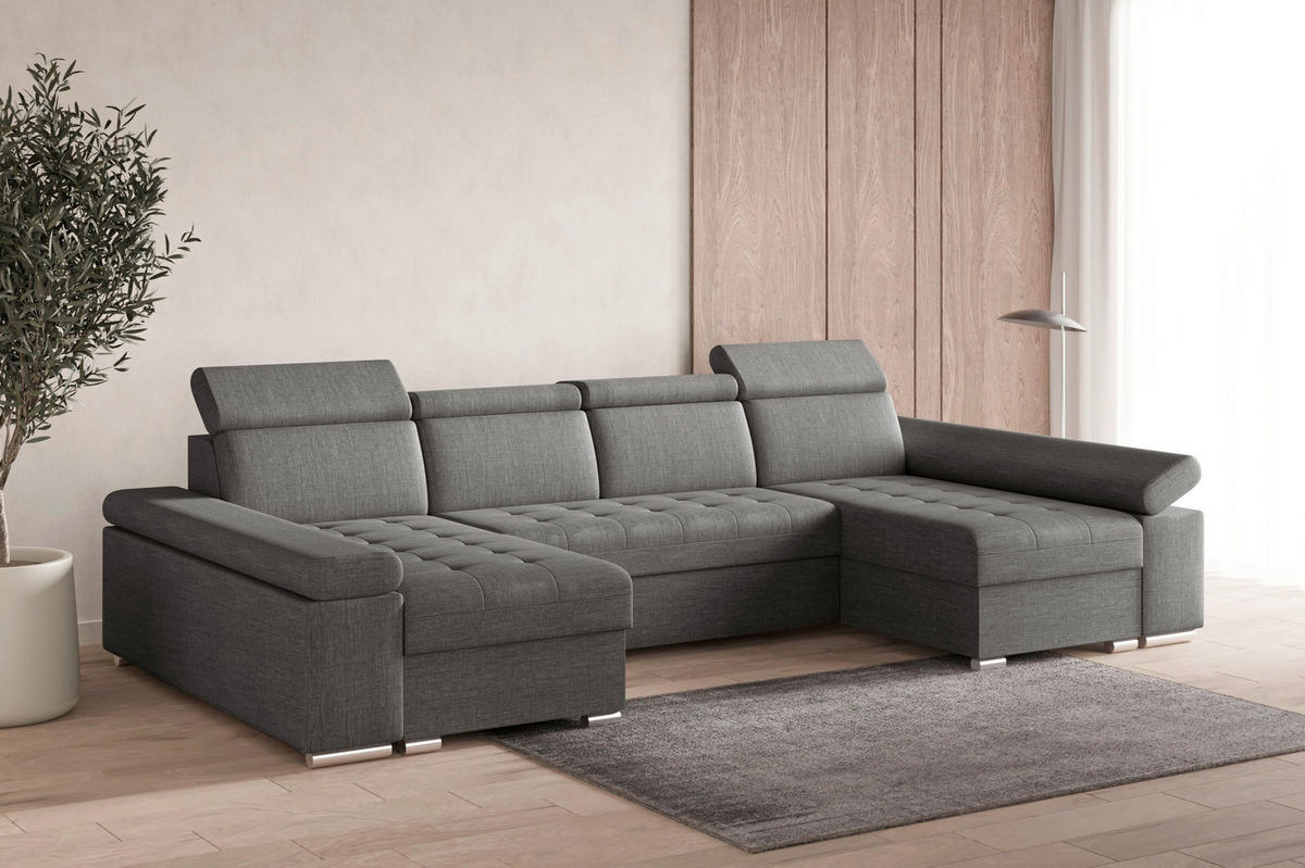 WOHNLANDSCHAFT TORONTO U Grau Webstoff  - Silberfarben/Grau, Design, Textil (168/330/168cm) - MID.YOU
