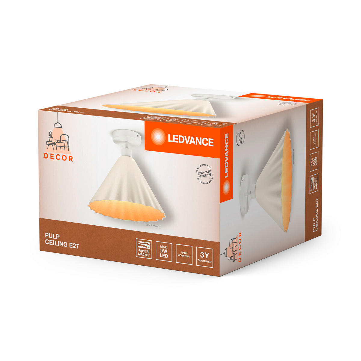 DECKENLEUCHTE 31/29 cm   - Weiß, KONVENTIONELL, Papier/Metall (31/29cm) - Ledvance