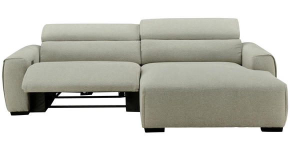 ECKSOFA Beige Mikrofaser Rücken echt, Relaxfunktion, Kopfteilverstellung  - Beige/Schwarz, Design, Holz/Textil (256/172cm) - Carryhome