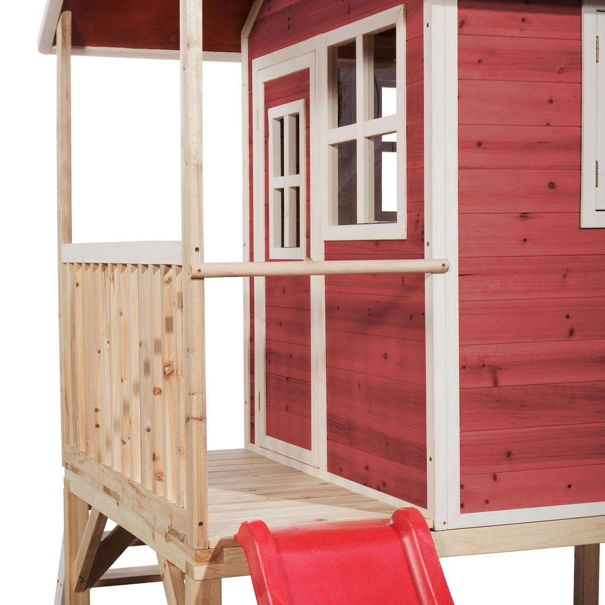 SPIELHAUS EXIT LOFT 300 ROT  - Rot, KONVENTIONELL, Holz (369/190/215cm) - EXIT Toys