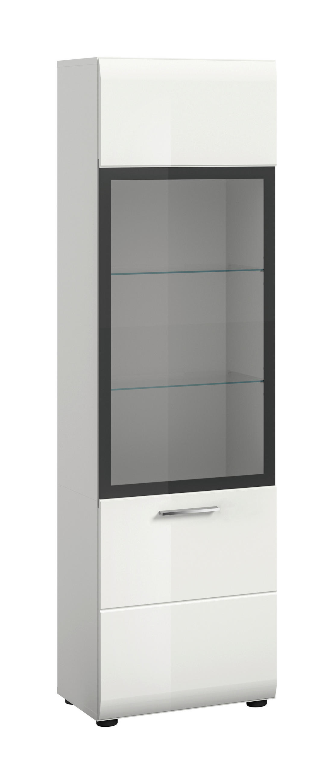 VITRINE  in Weiß, Weiß Hochglanz  - Weiß Hochglanz/Silberfarben, Design, Glas/Holzwerkstoff (45/160/34cm) - Livetastic