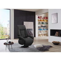 RELAXSESSEL Echtleder    - Edelstahlfarben/Schwarz, KONVENTIONELL, Leder/Metall (74/111/77cm) - Sit & More