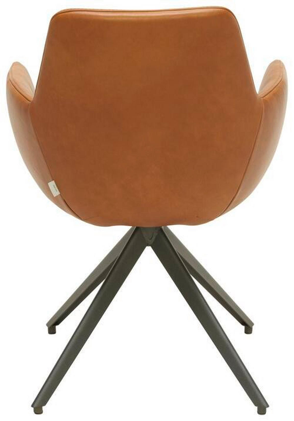 ARMLEHNSTUHL  in Stahl gewachst  - Anthrazit/Bernsteinfarben, Design, Leder/Metall (60/87/62cm) - Bert Plantagie