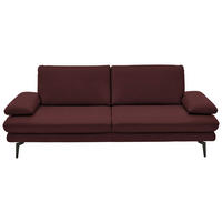 3-SITZER-SOFA in Leder Beere  - Beere/Schwarz, Design, Leder/Metall (222/86/104cm) - Dieter Knoll