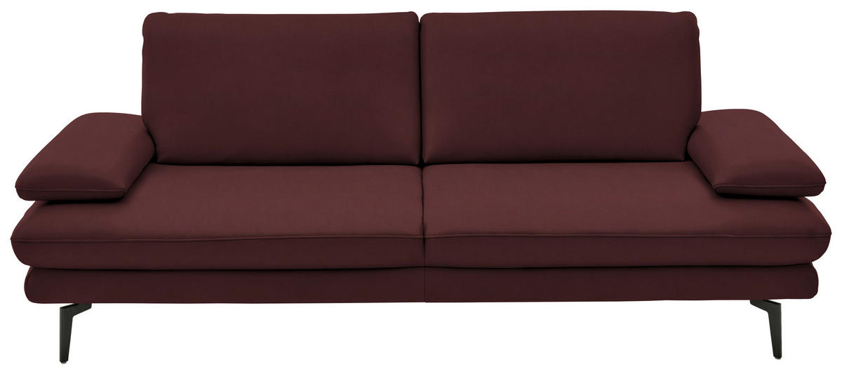 3-SITZER-SOFA in Leder Beere  - Beere/Schwarz, Design, Leder/Metall (222/86/104cm) - Dieter Knoll
