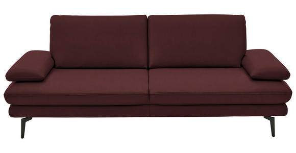 3-SITZER-SOFA in Leder Beere - Beere/Schwarz, Design, Leder/Metall (222/86/104cm) - Dieter Knoll