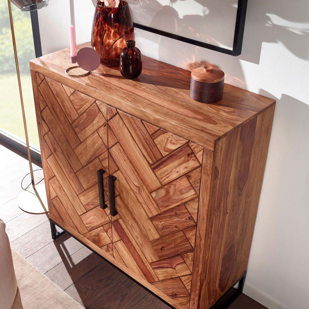 SIDEBOARD  in 100/105/40 cm  - Sheeshamfarben/Schwarz, Design, Holz/Metall (100/105/40cm) - MID.YOU