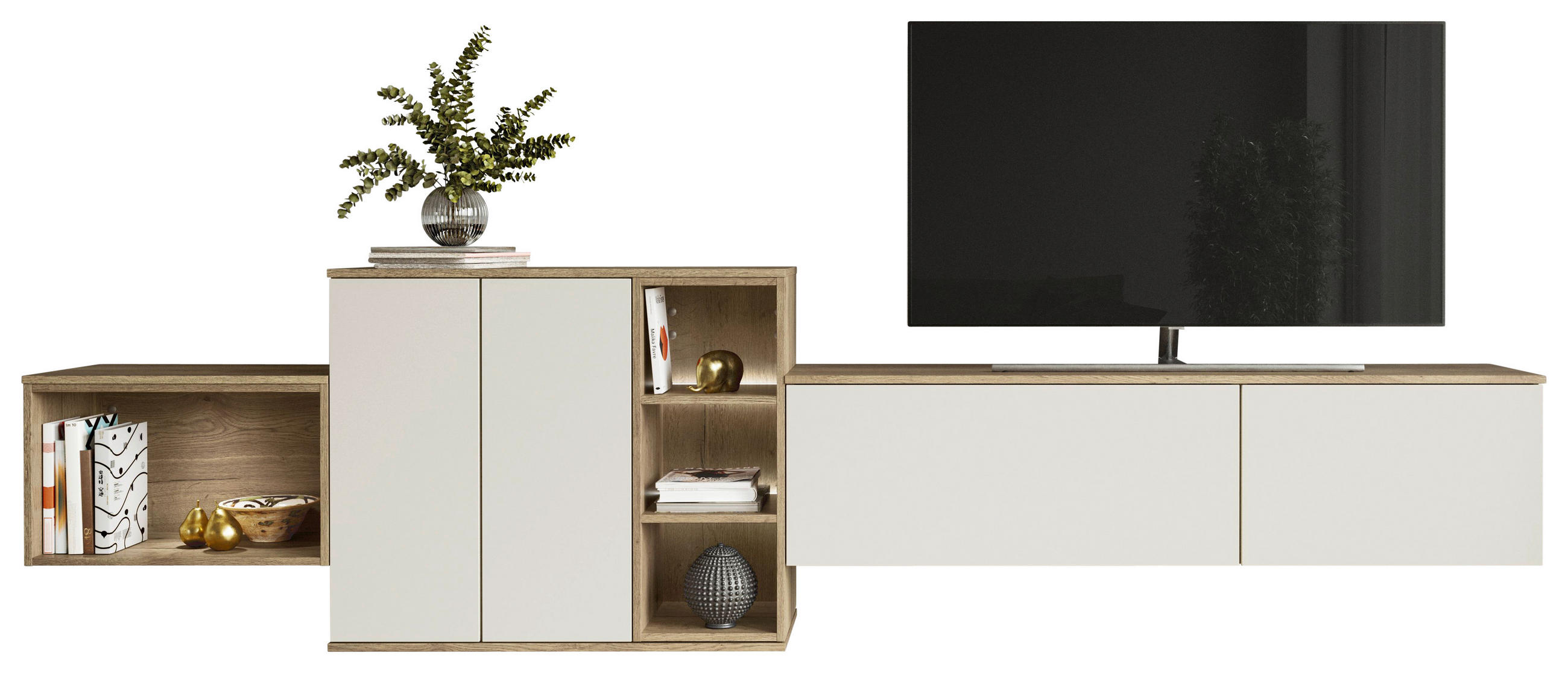 Celina Home Wohnwand Weiß, 301x100x37.4 cm