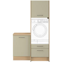 WASCHMASCHINENSCHRANK 123/206,2/58 cm  in Eichefarben, Salbeigrün  - Eichefarben/Salbeigrün, Basics, Holzwerkstoff/Metall (123/206,2/58cm) - Impuls