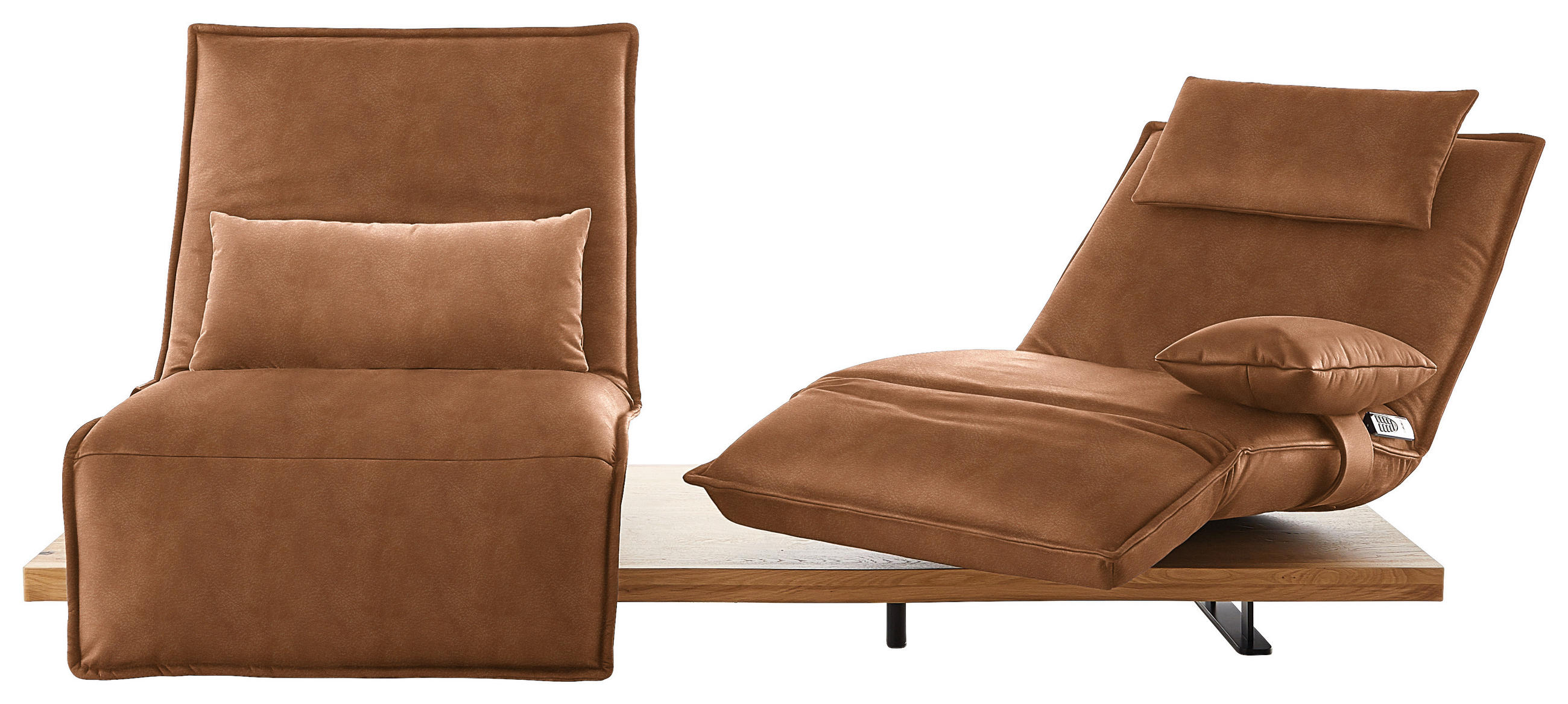 2-SITZER-SOFA in Echtleder Hellbraun  - Hellbraun/Eichefarben, Natur, Leder/Holz (240/63/115cm) - Koinor