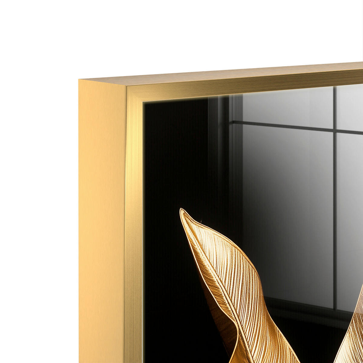 GLASBILD Blätter 80/120 cm  - Goldfarben/Schwarz, Basics, Glas/Holz (80/120cm)