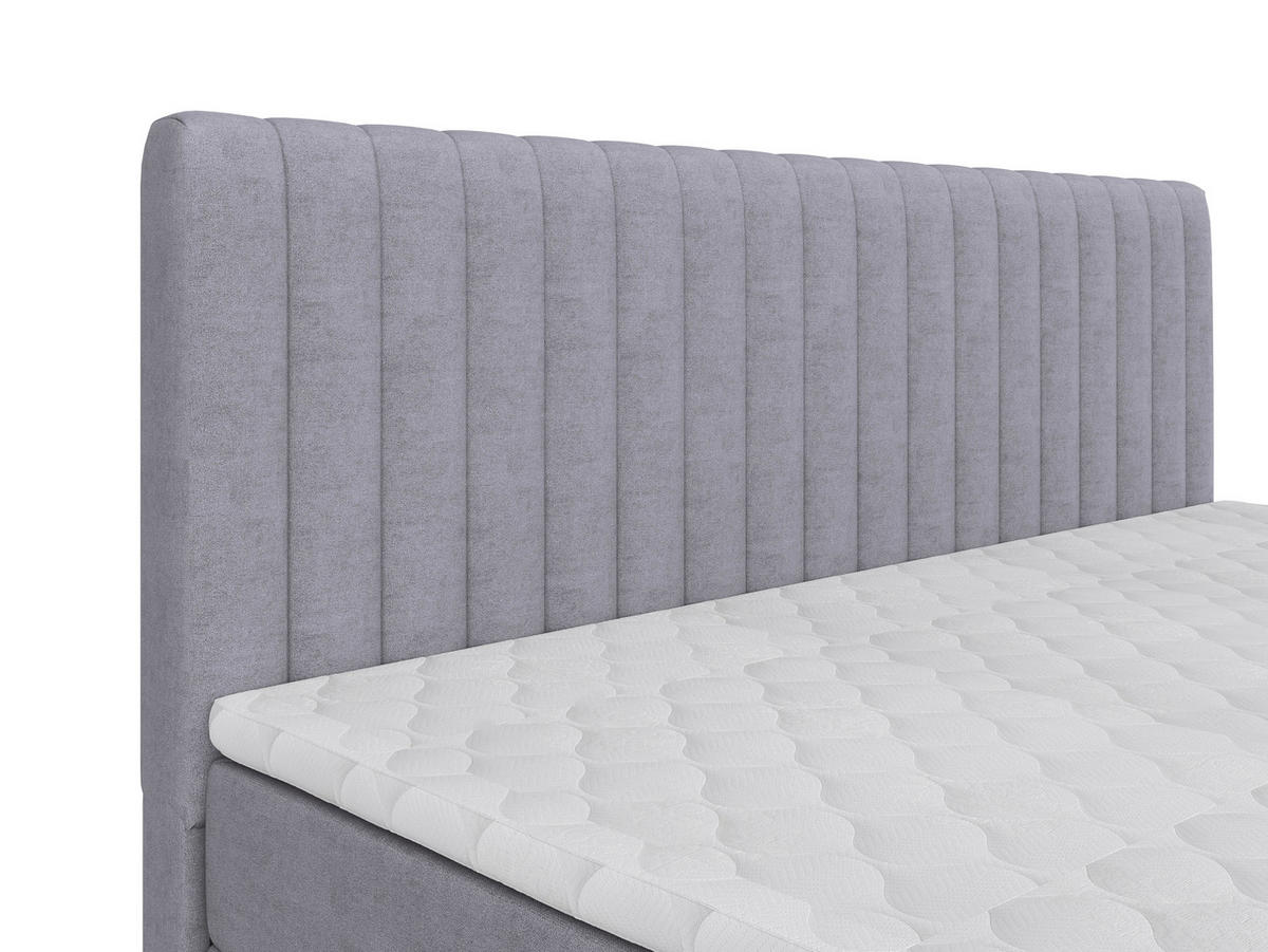 BOXBETT 180/200 cm,  in Silberfarben, gepolstertes Kopfteil, Bettkasten, Topper, Matratzen, H3 + H3 = fest  - Silberfarben/Schwarz, Basics, Kunststoff/Textil (180/200cm) - Chameo