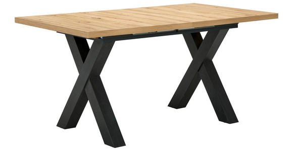 ESSTISCH Schwarz, Eiche Artisan rechteckig ausziehbar, in verschiedenen Holzdekoren erhältlich - Schwarz/Eiche Artisan, KONVENTIONELL, Holzwerkstoff (160-210/90/75cm) - Hom`in