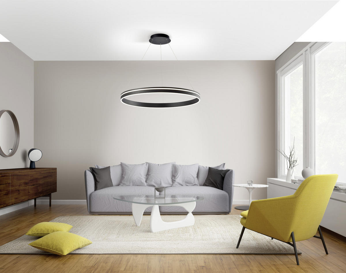 ZÁVĚSNÉ LED SVÍTIDLO, 59/59/120 cm  - antracitová, Design, kov/plast (59/59/120cm)