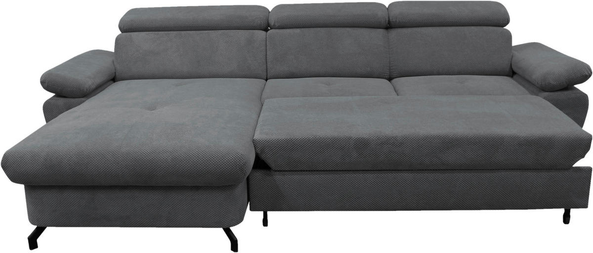 ECKSOFA OMEGA in Chenille Dunkelgrau  186/280 cm  - Dunkelgrau/Schwarz, Design, Textil/Metall (186/280cm) - MID.YOU