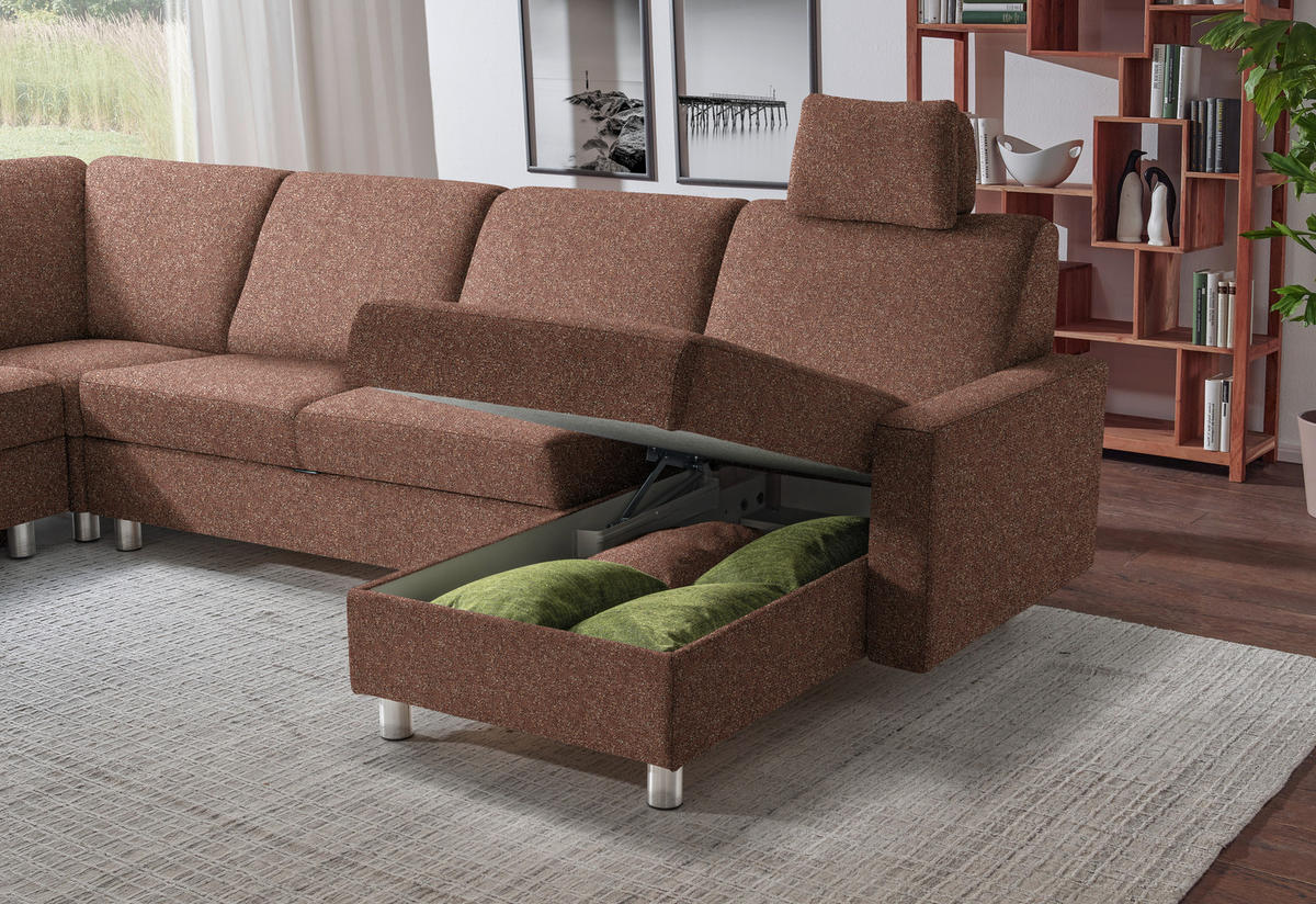 WOHNLANDSCHAFT  in Mikrovelours Terracotta  - Anthrazit/Terracotta, KONVENTIONELL, Textil (237/323/158cm) - Sedda