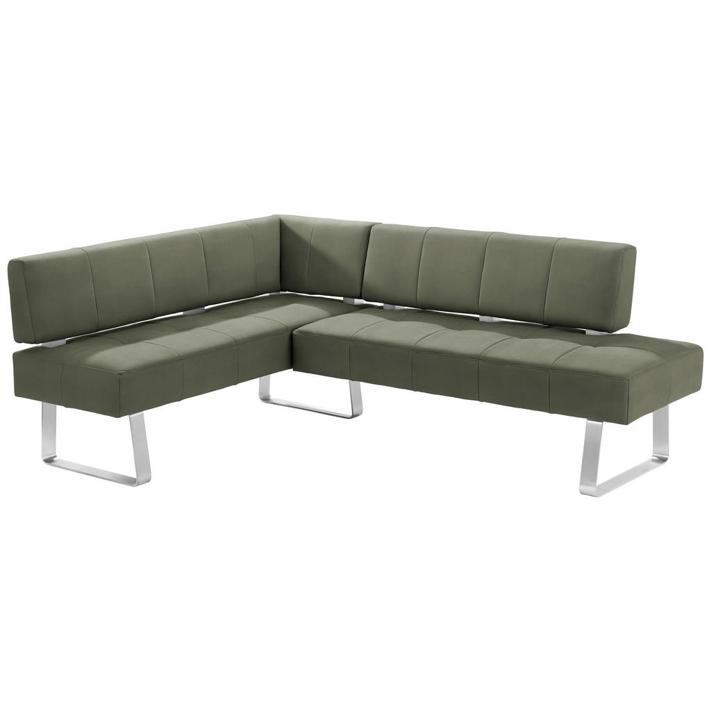 Thumbnail - Moderano Eckbank, Grün, Edelstahl, Metall, Textil, 4-Sitzer, nicht einzeln stellbar, L-Form, 227x165 cm, Goldenes M, Fuß...
