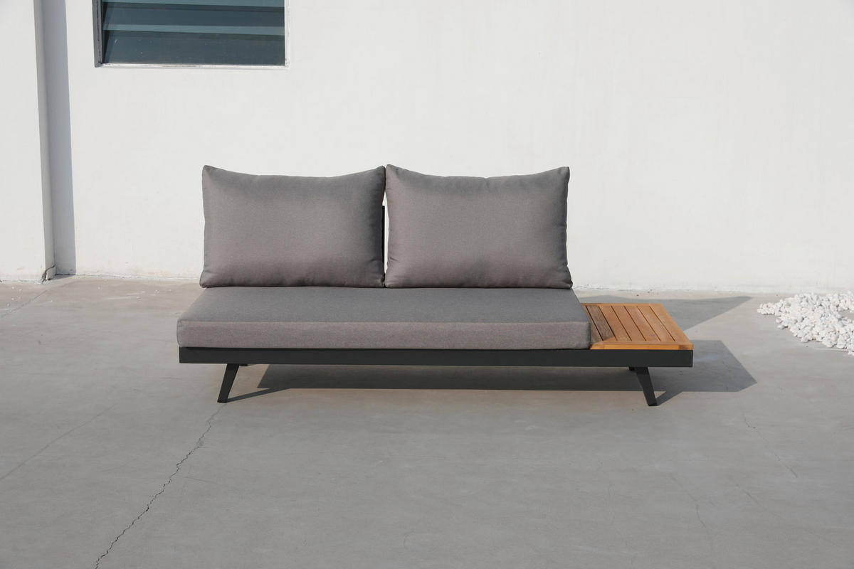 ENSEMBLE LOUNGE  175/175 cm   - Anthrazit/Silberfarben, Basics, Holz/Textil (175/175cm) - Gardenson