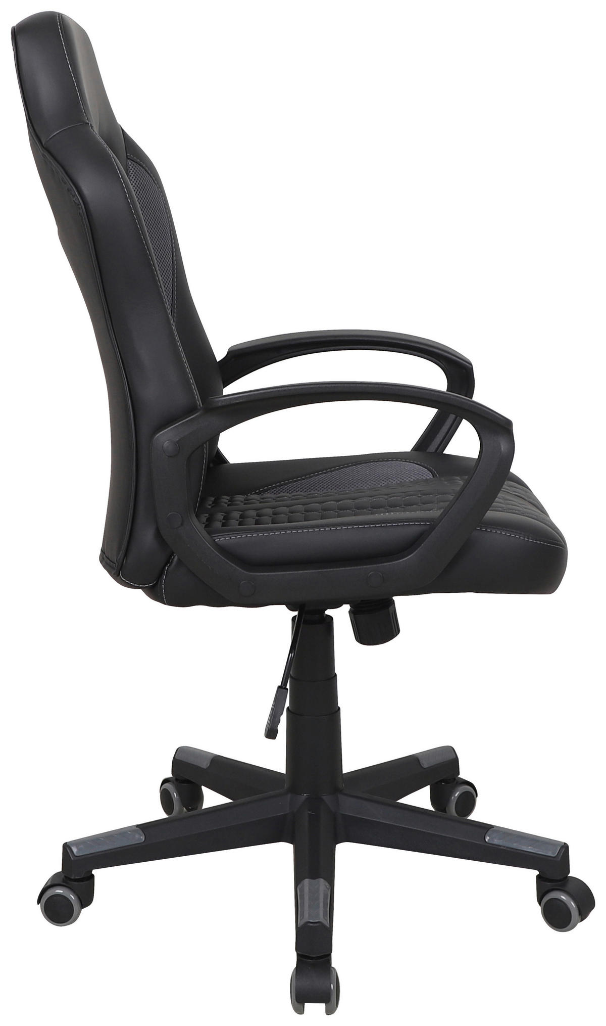 HERNÍ ŽIDLE, vzhled kůže, síťovina, šedá, černá - šedá/černá, Moderní, textil/plast (56/104-113/64cm) - MID.YOU