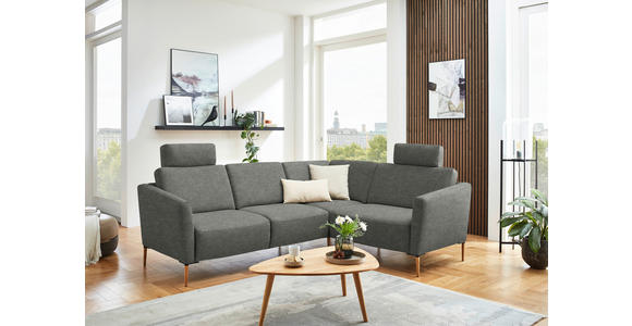 ECKSOFA  in Flachgewebe Grau  238/186 cm  - Eichefarben/Grau, Design, Holz/Textil (238/186cm) - Valnatura