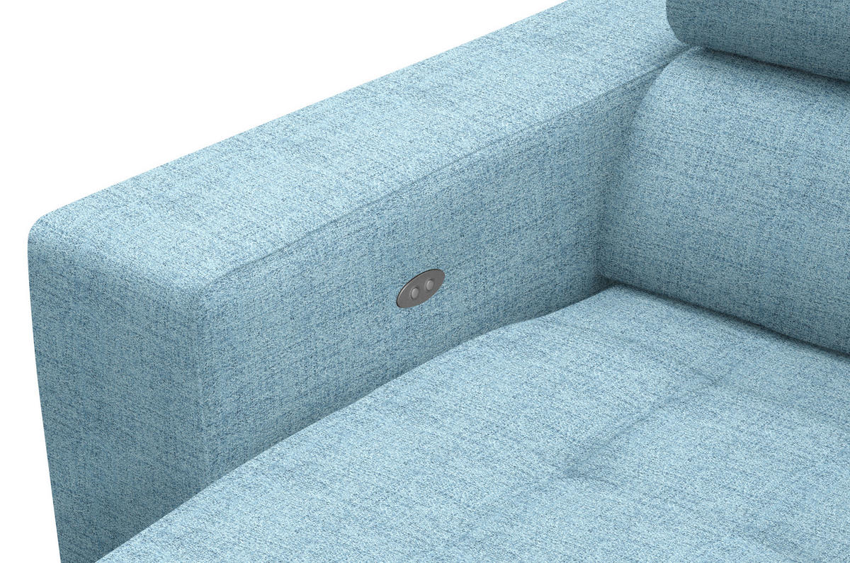 ECKSOFA in Chenille Hellblau  - Chromfarben/Hellblau, Design, Textil (301/207cm) - Xora