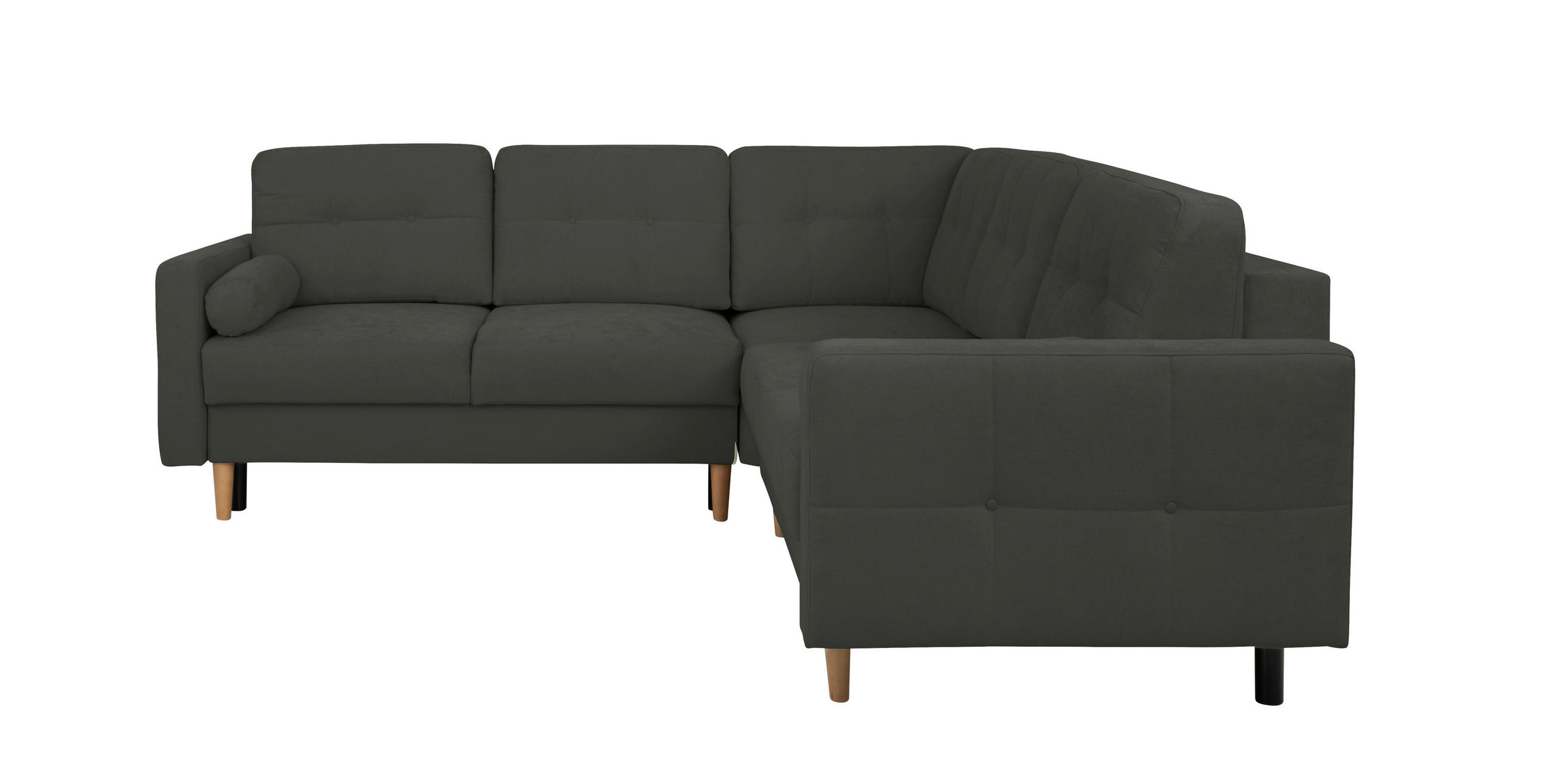ECKSOFA Noret Schwarz  - Buchefarben/Schwarz, Design, Holz/Textil (242/242cm) - MID.YOU
