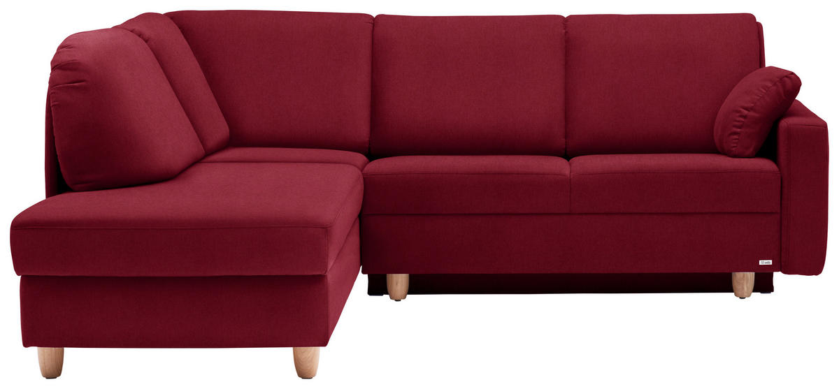 ECKSOFA in Flachgewebe Bordeaux  208/227 cm  - Eichefarben/Bordeaux, KONVENTIONELL, Holz/Textil (208/227cm) - Sedda