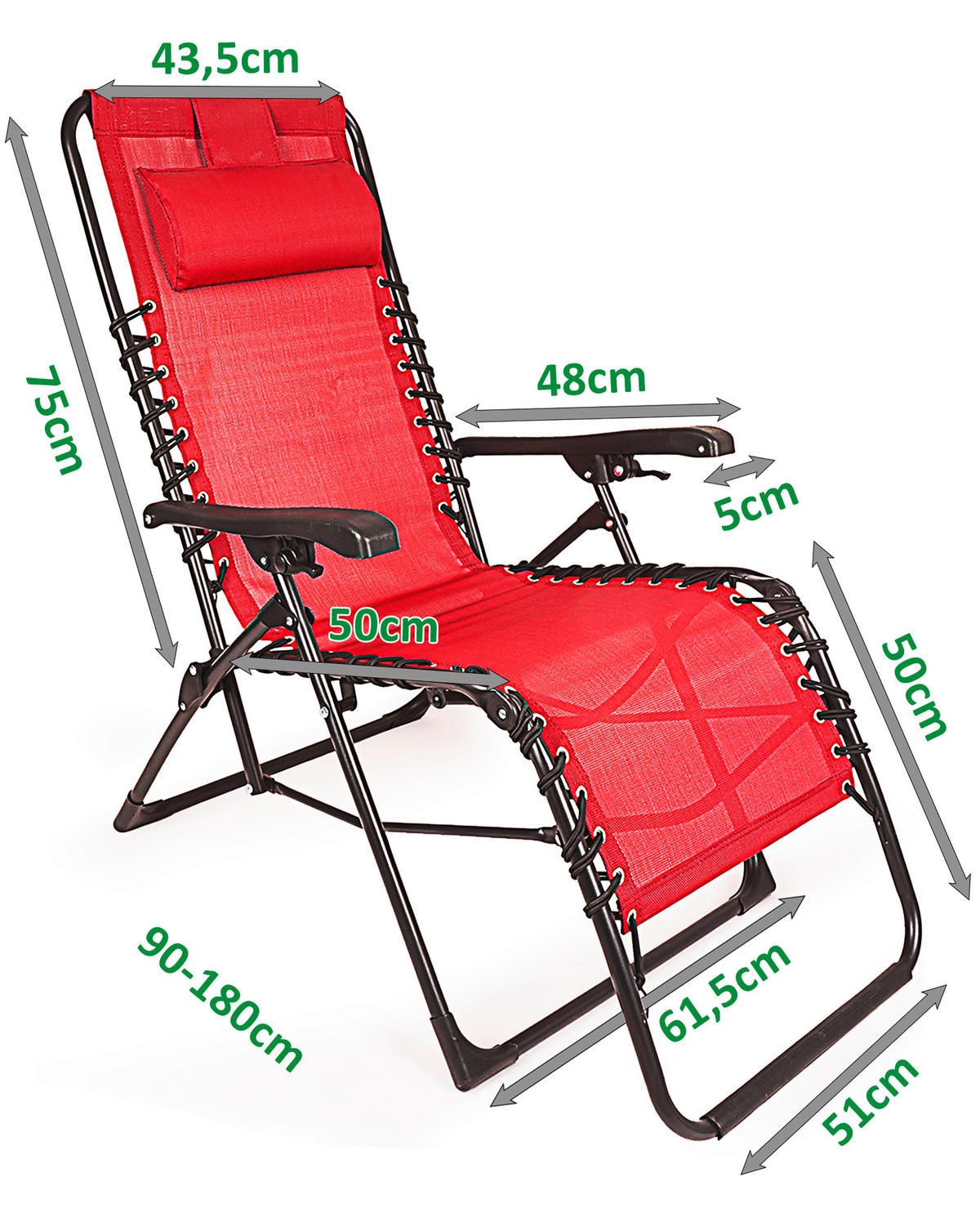 BÄDERLIEGE 84/109/65 cm  - Rot/Schwarz, Basics, Kunststoff (84/109/65cm) - Ambia Garden