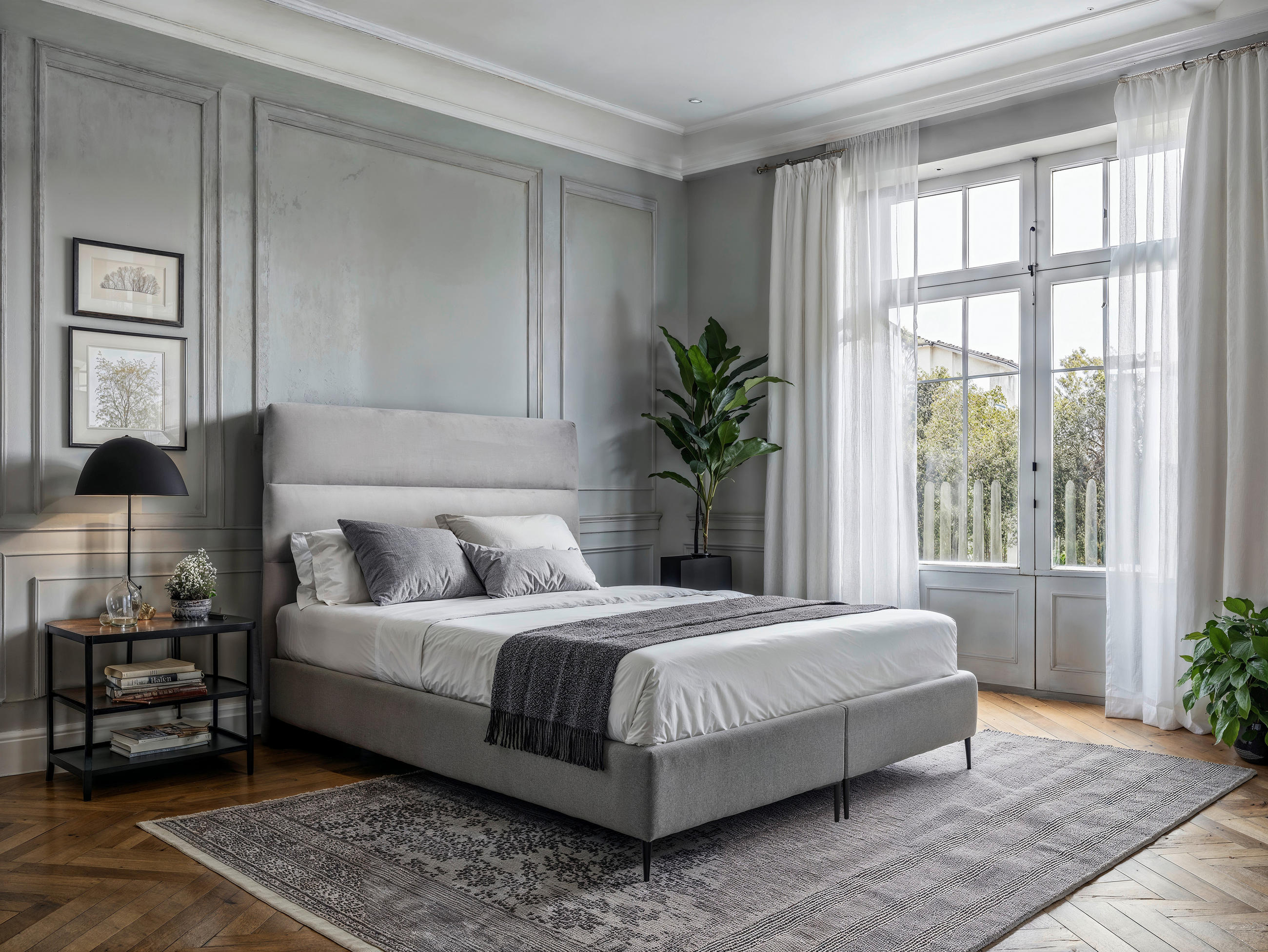 BOXSPRINGBETT 140/200 cm  in Hellgrau  - Hellgrau/Schwarz, MODERN, Holzwerkstoff/Textil (140/200cm) - MID.YOU