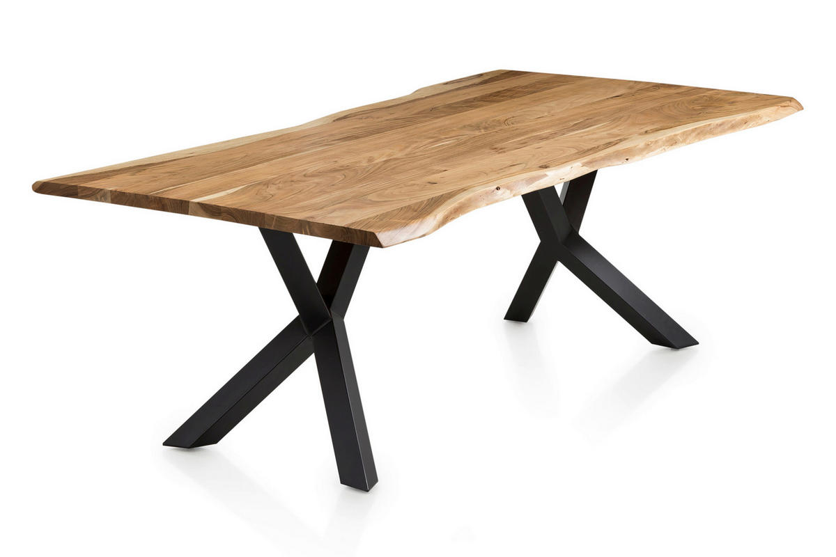 ESSTISCH in Holz 220/110/76,5 cm  - Schwarz/Naturfarben, MODERN, Holz/Metall (220/110/76,5cm) - Livetastic